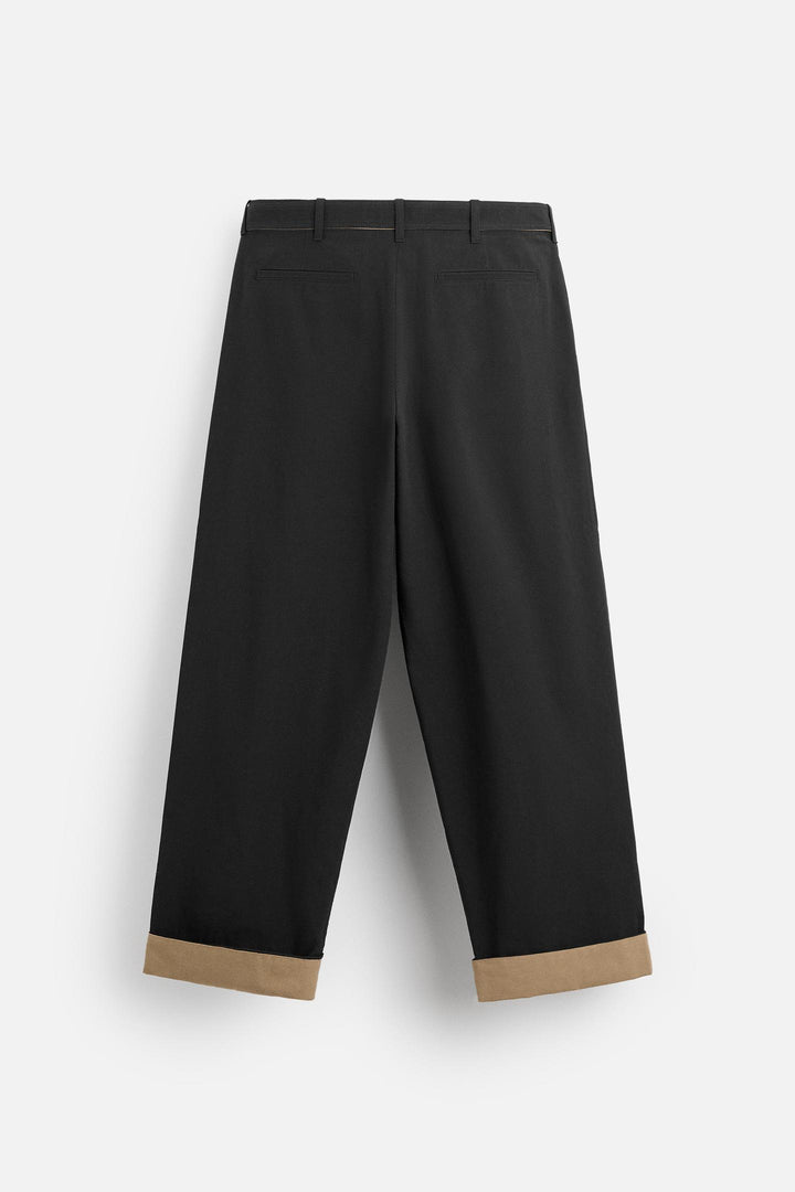 ZARA CONTRASTING BELT PANTS