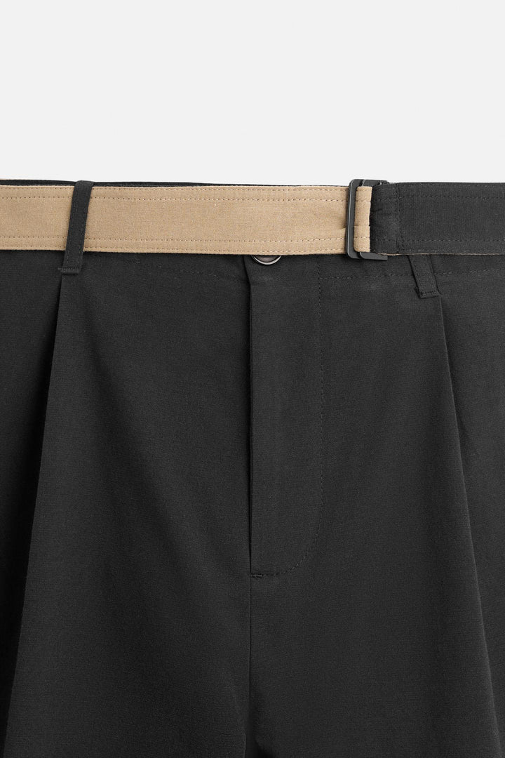 ZARA CONTRASTING BELT PANTS