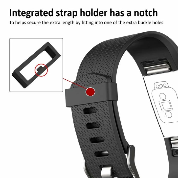 POY Fitbit Charge 2 Bands Replacement Sport Strap Accessories with Fasteners and Metal Clasps for Fitbit Charge 2 Wristband (Large, Black)