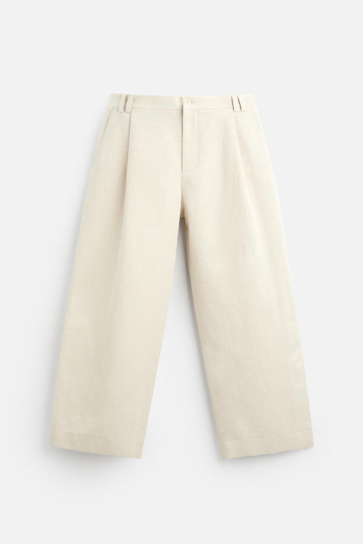ZARA BALLOON FIT COTTON - LINEN BLEND PANTS