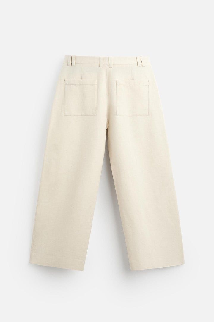 ZARA BALLOON FIT COTTON - LINEN BLEND PANTS