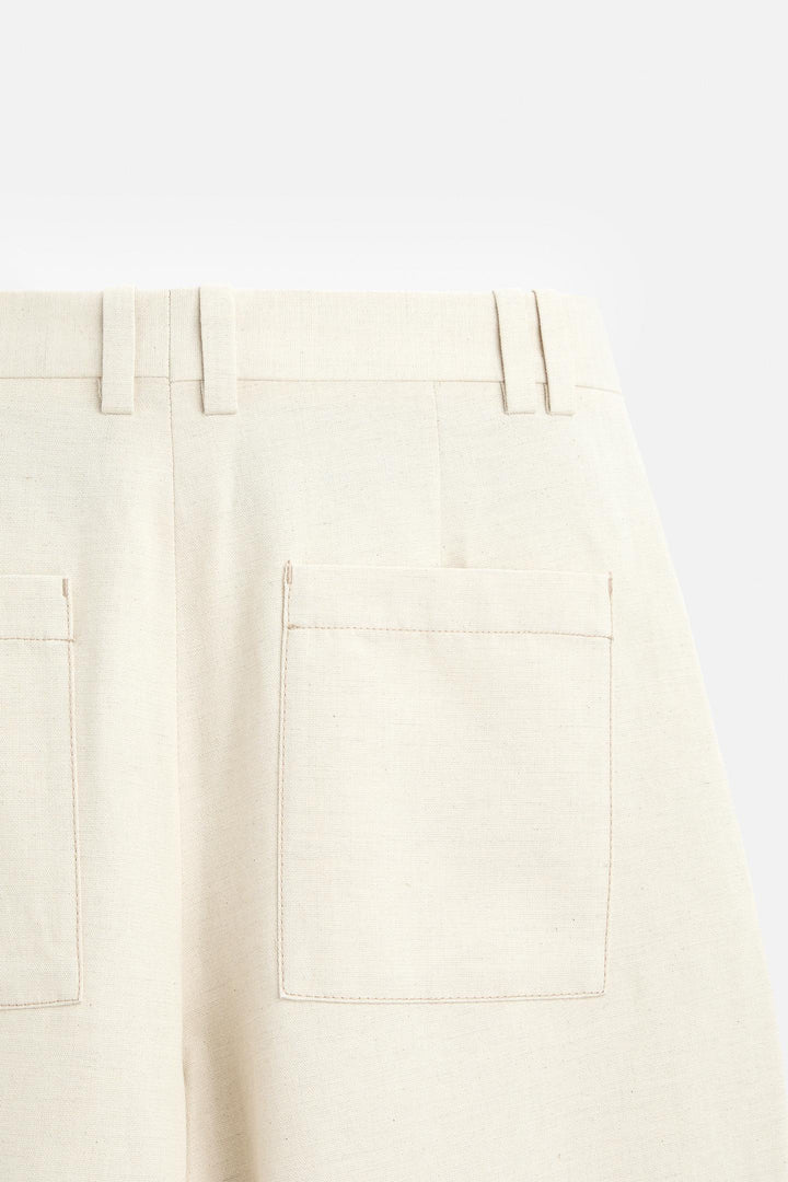 ZARA BALLOON FIT COTTON - LINEN BLEND PANTS