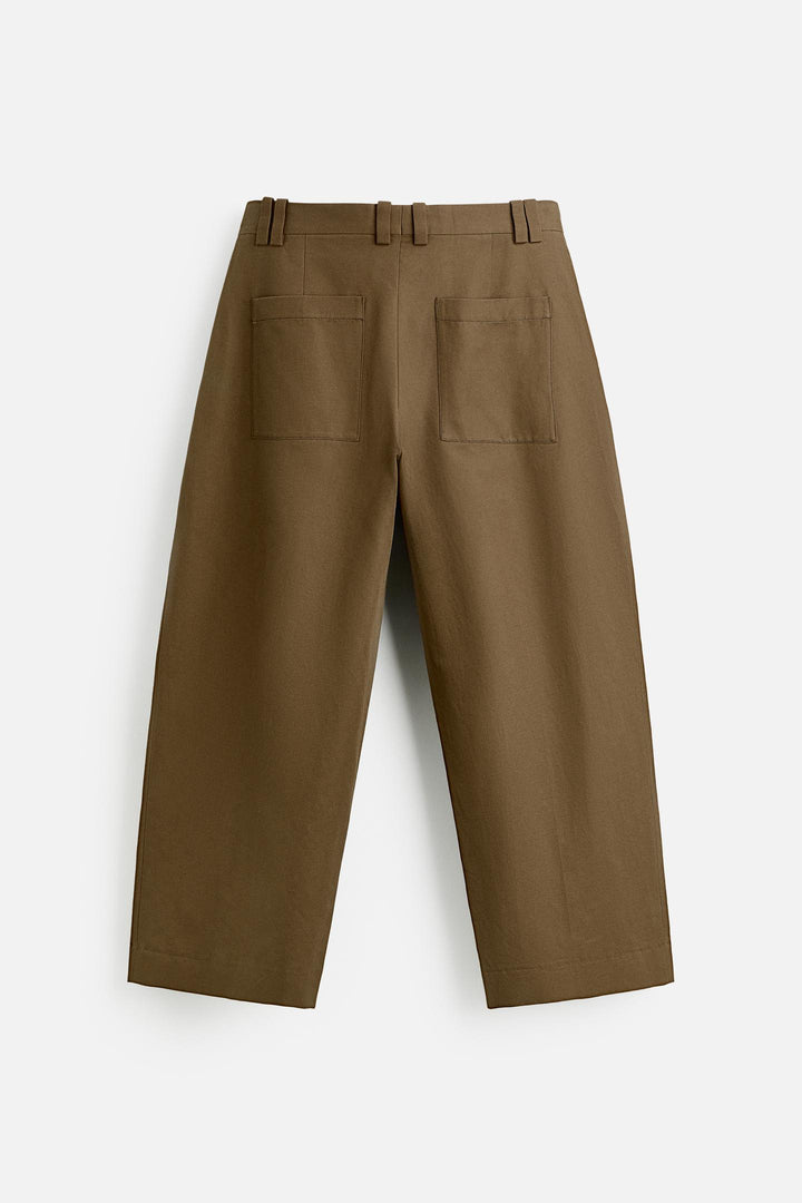ZARA BALLOON FIT COTTON - LINEN BLEND PANTS
