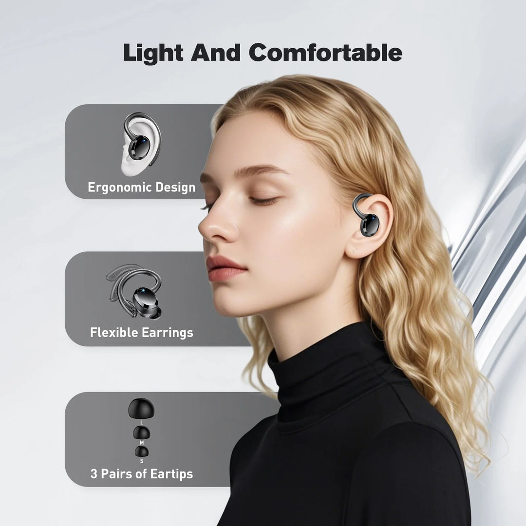 ETEPEHI Wireless Earbuds - Bluetooth Headphones 5.3 Stereo over Ear Buds with Earhooks, ENC Noise Cancelling Mic, IP7 Waterproof Earphone for Workout/Running, Black