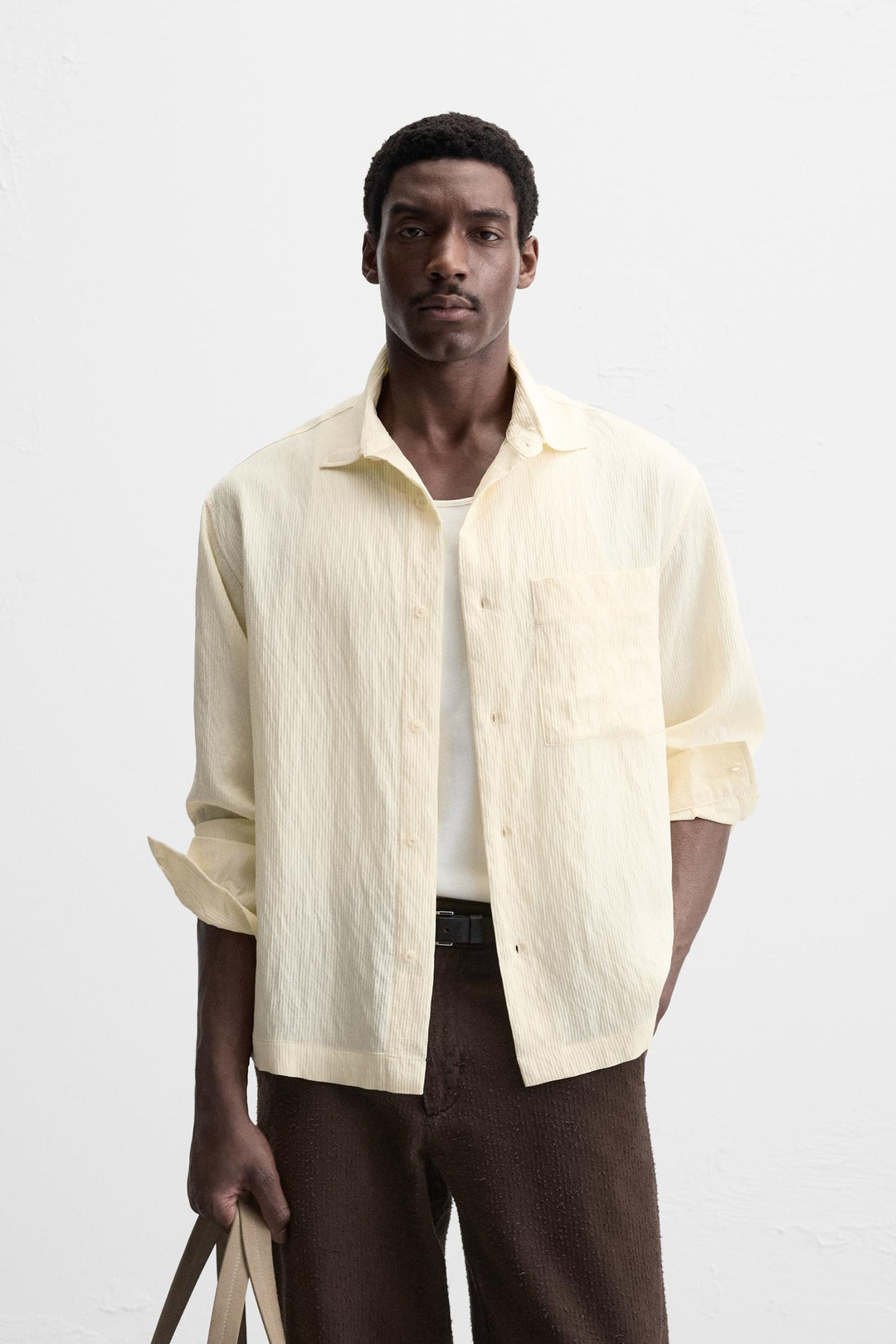 ZARA TEXTURED STRIPED SHIRT