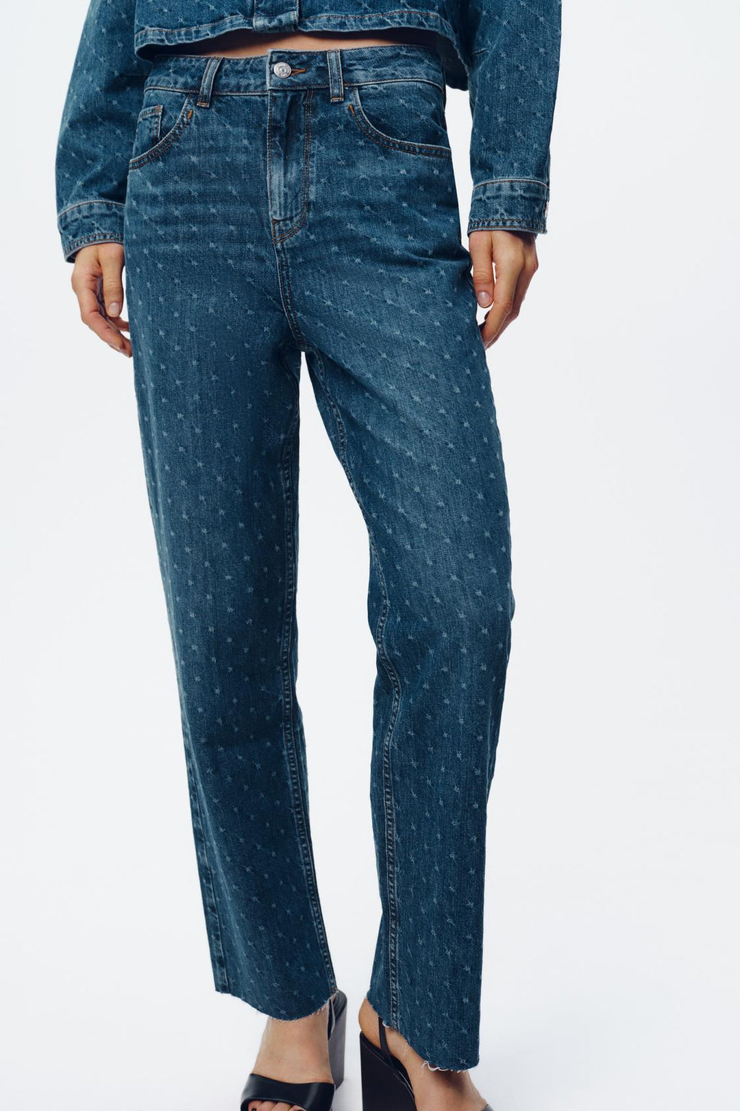 ZARA Z1975 HIGH-WAISTED STRAIGHT ANKLE JEANS