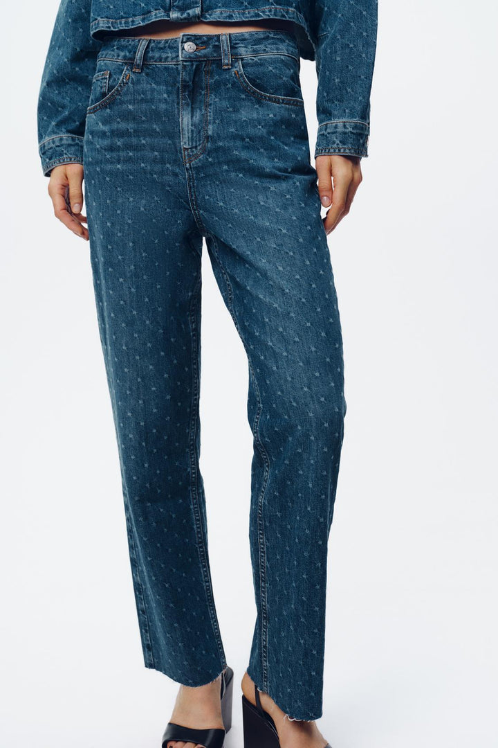 ZARA Z1975 HIGH-WAISTED STRAIGHT ANKLE JEANS