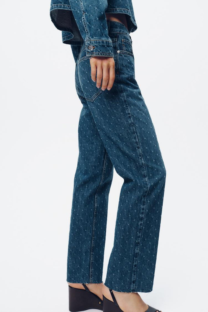 ZARA Z1975 HIGH-WAISTED STRAIGHT ANKLE JEANS