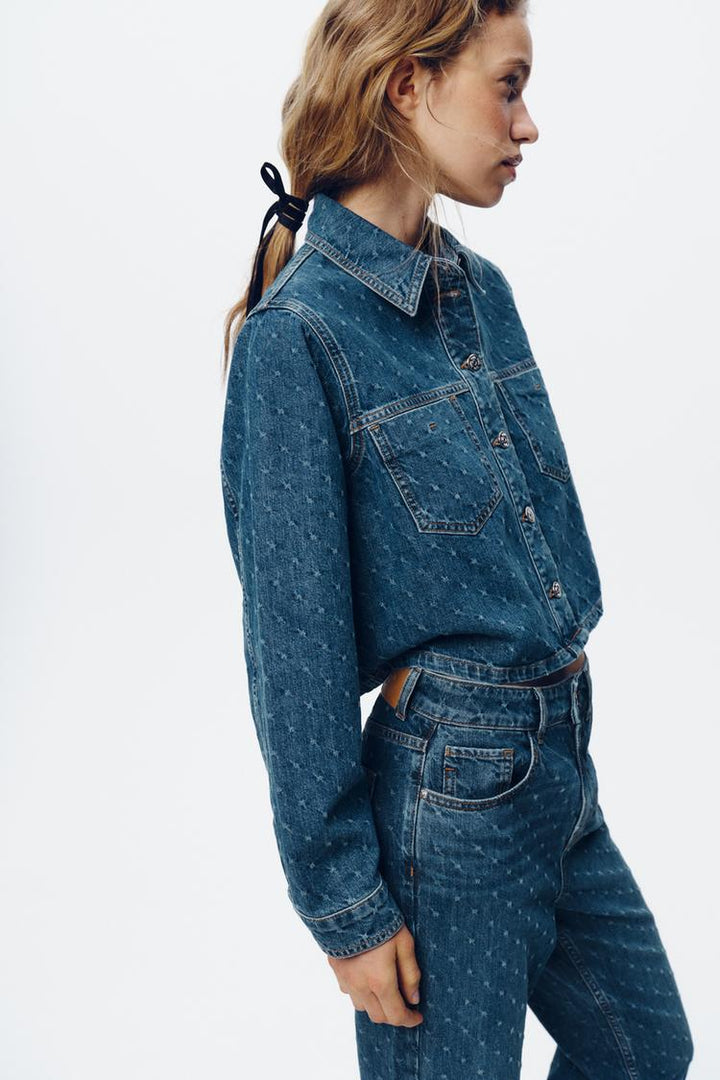 ZARA Z1975 HIGH-WAISTED STRAIGHT ANKLE JEANS