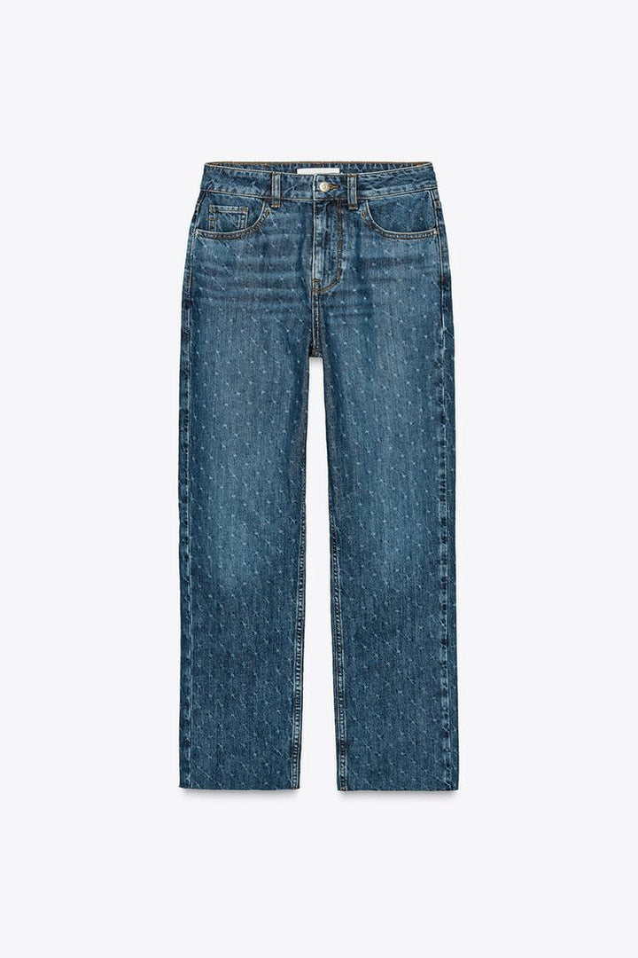 ZARA Z1975 HIGH-WAISTED STRAIGHT ANKLE JEANS