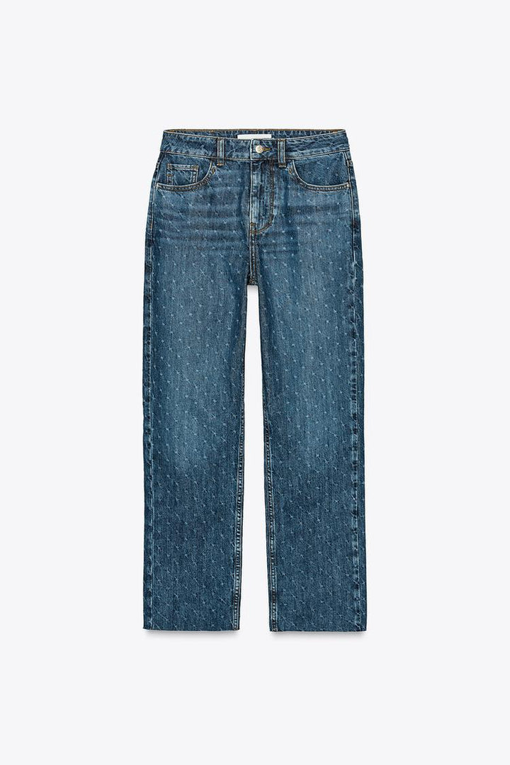 ZARA Z1975 HIGH-WAISTED STRAIGHT ANKLE JEANS