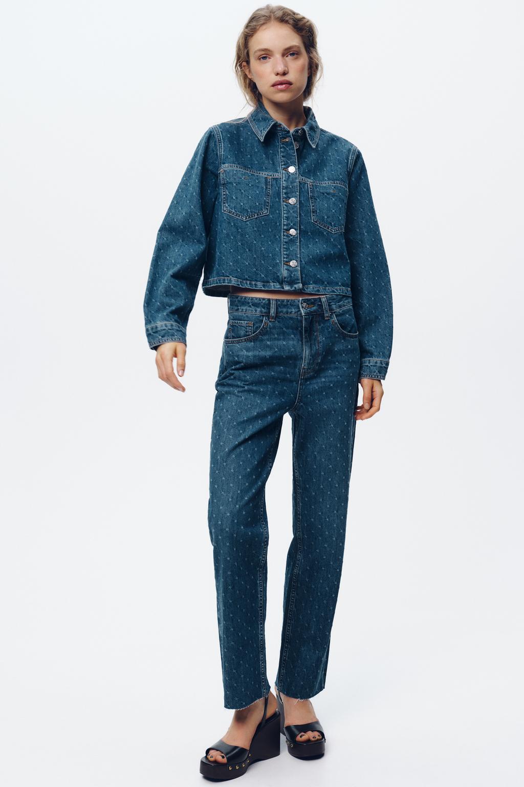 ZARA Z1975 HIGH-WAISTED STRAIGHT ANKLE JEANS