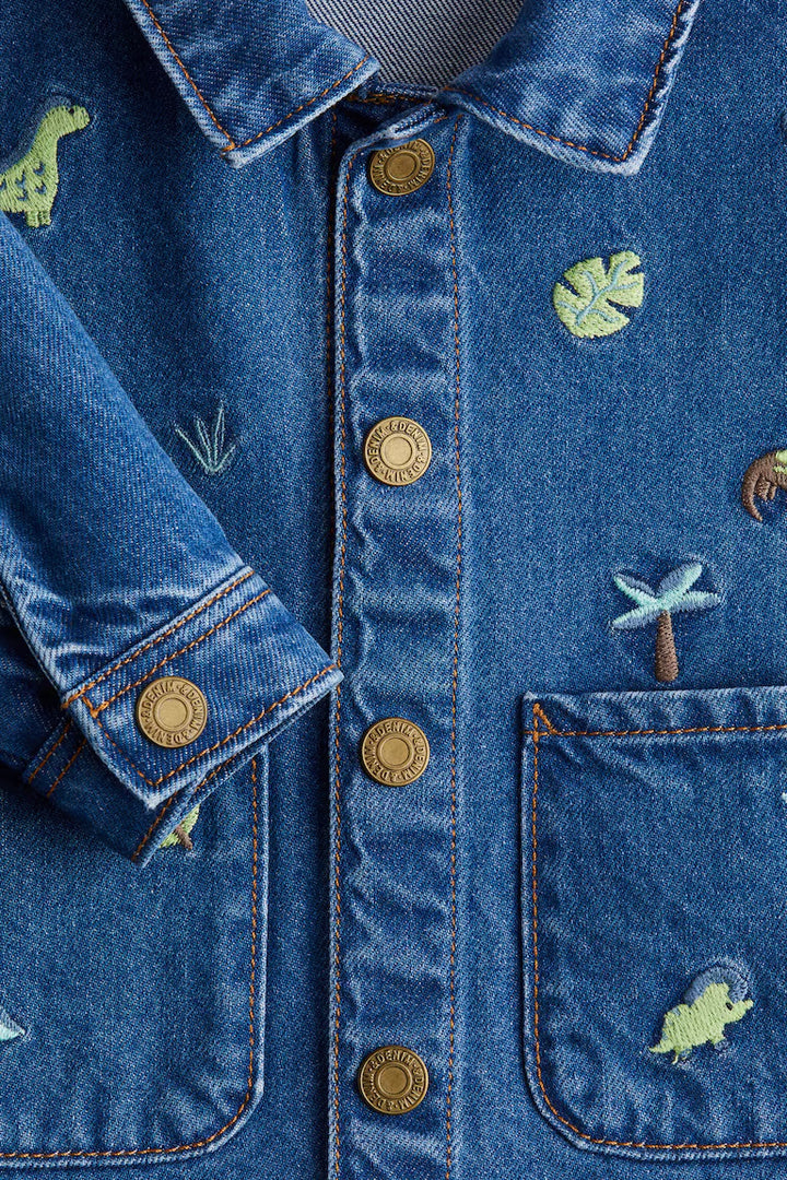 H&M Embroidered-Detail Denim Shacket