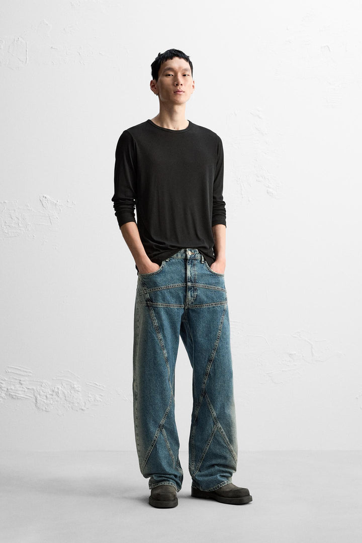 ZARA STRAIGHT FIT SEAM JEANS