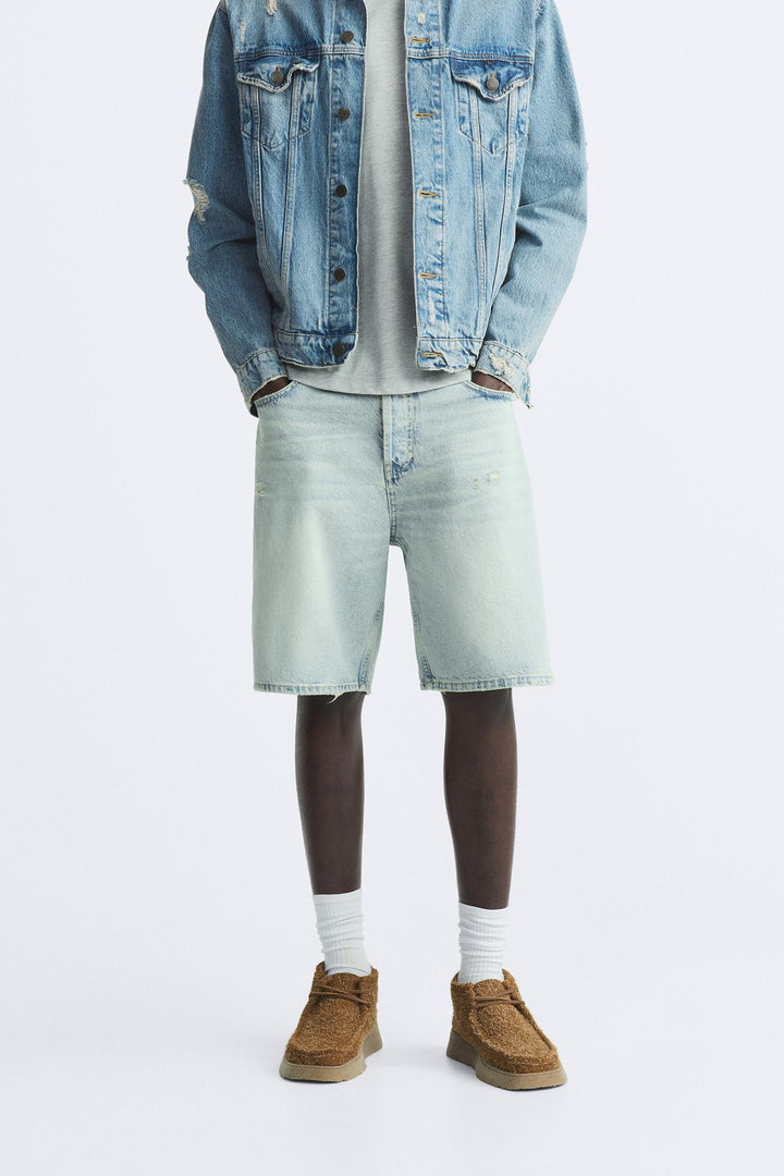 ZARA STRAIGHT FIT DENIM SHORTS