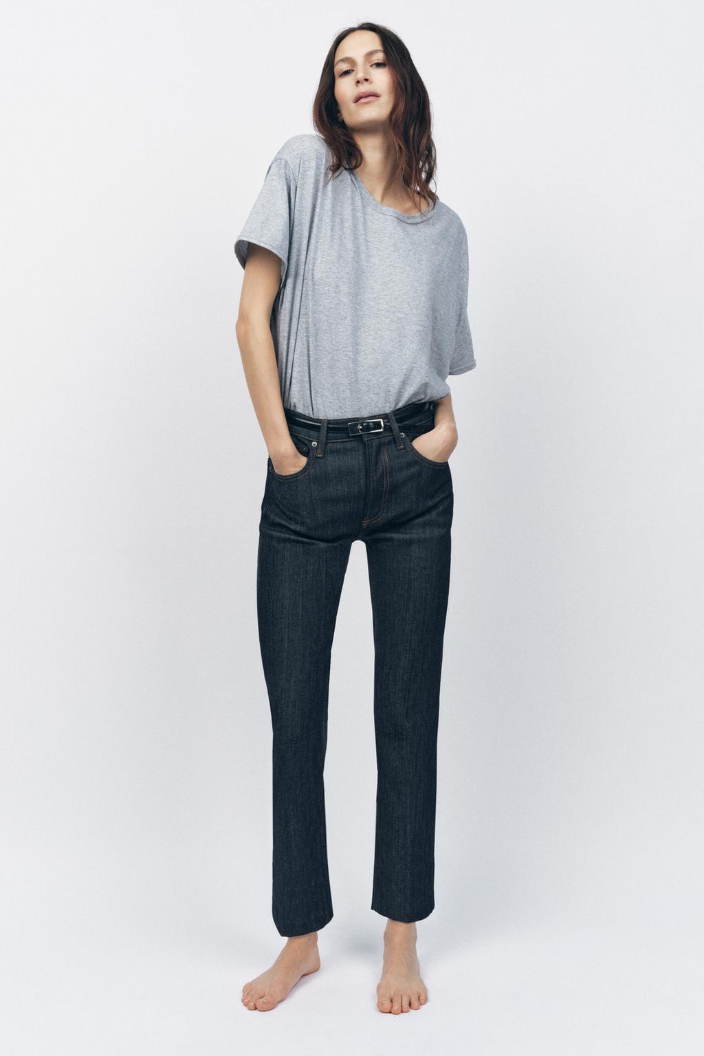 ZARA ZW COLLECTION HIGH RISE BOOTCUT CROPPED JEANS