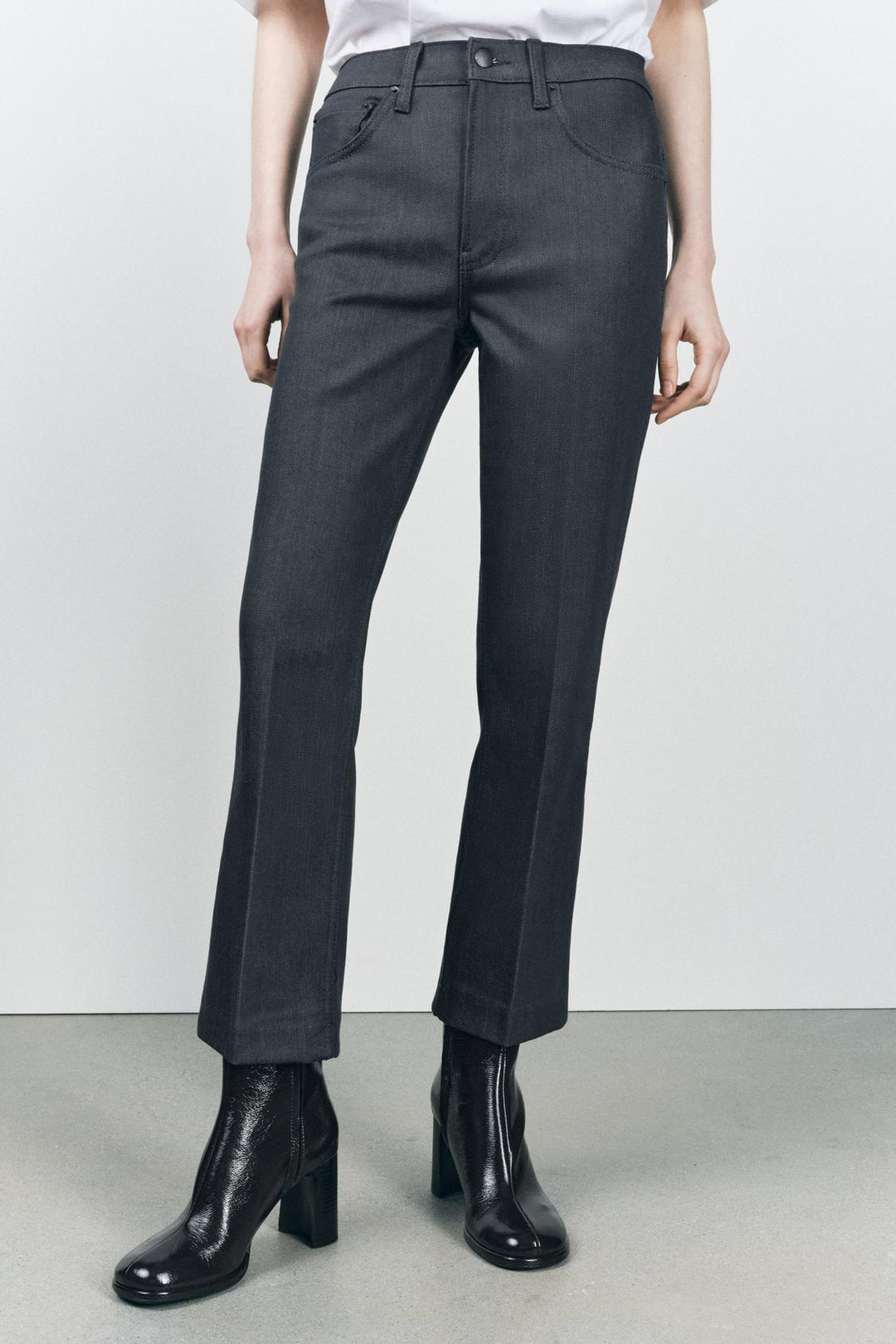 ZARA ZW COLLECTION HIGH WAIST CROPPED BOOTCUT JEANS