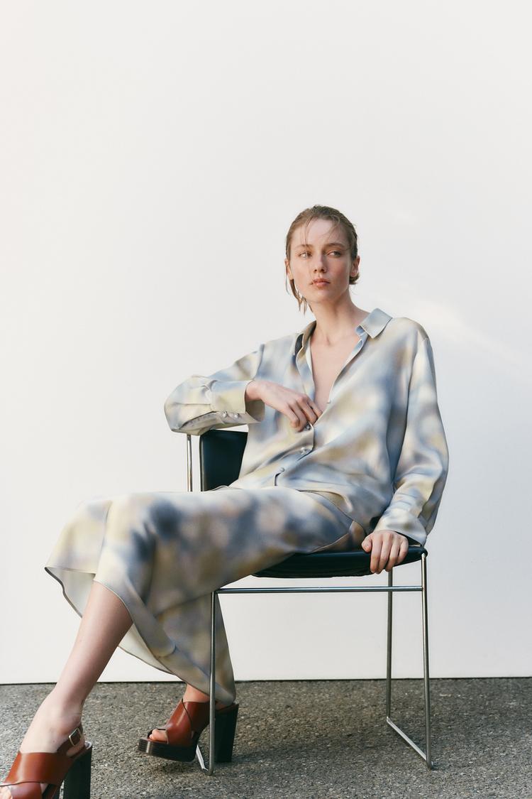 ZARA SATIN EFFECT TIE-DYE SHIRT