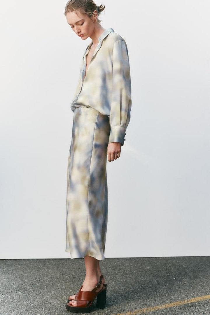 ZARA SATIN EFFECT TIE-DYE SHIRT