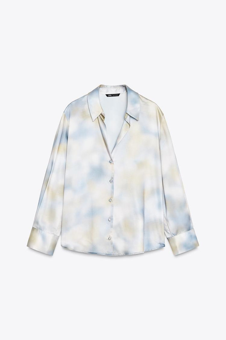 ZARA SATIN EFFECT TIE-DYE SHIRT