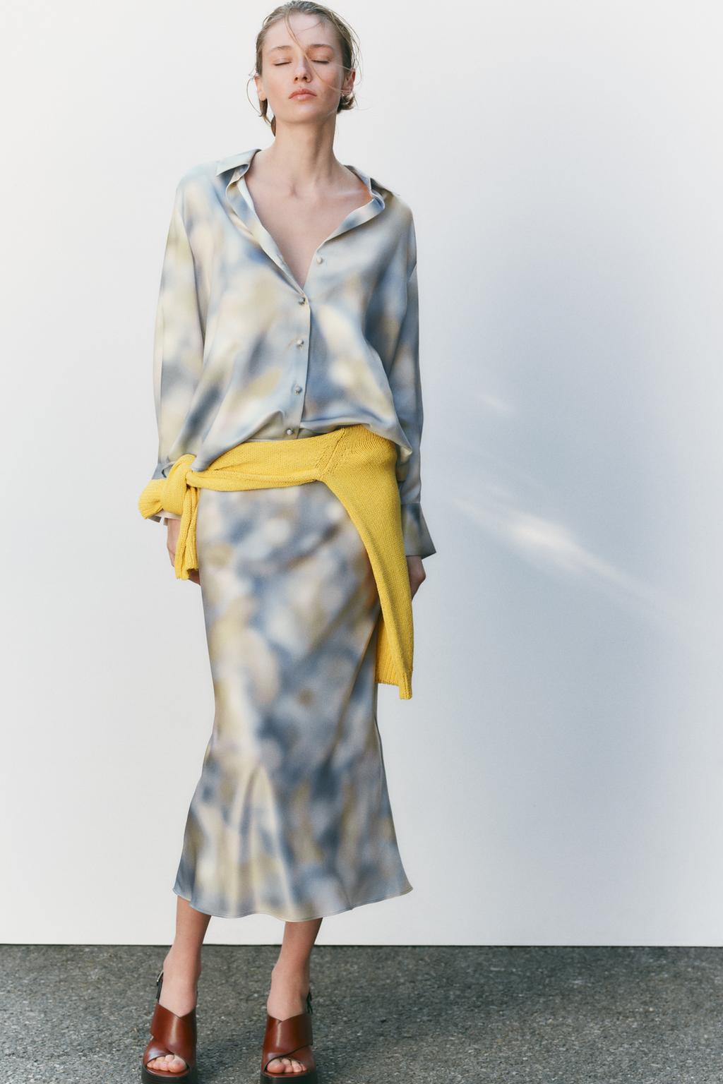 ZARA SATIN EFFECT TIE-DYE SHIRT