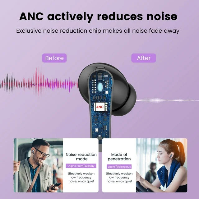 VEAT00L P91 Wireless Earbuds, Bluetooth Headphones V5.4 Stereo Ear buds with Noise Cancelling Mics, 60H Playback Mini Case with Dual LED Display, IP7 Waterproof in-Ear Earphones for Android iOS