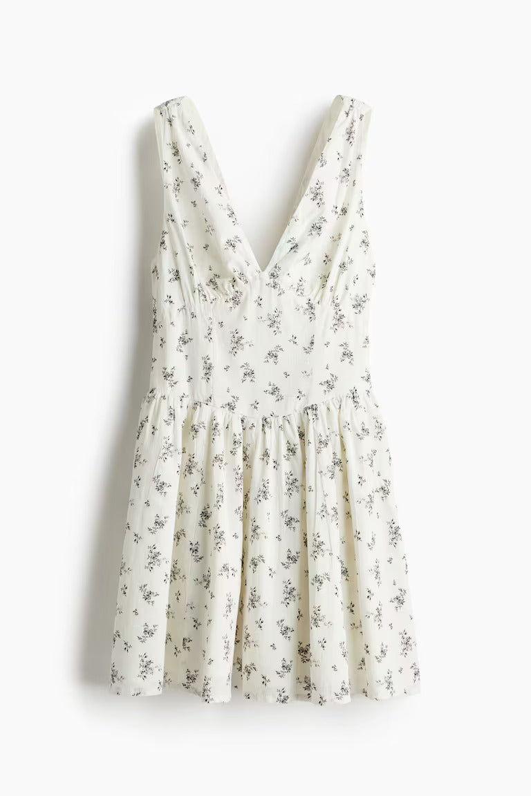 H&M Cotton Dress with Flared Skirt