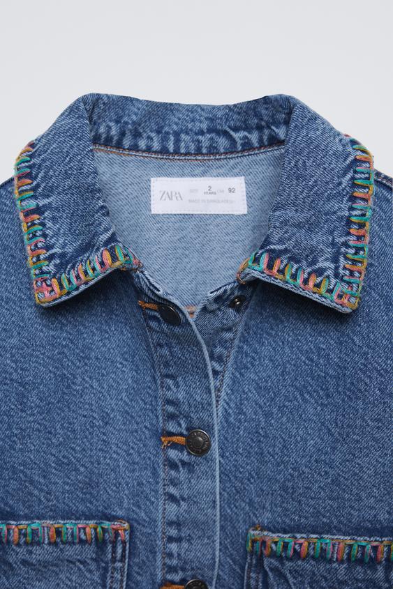 Zara EMBROIDERED DENIM JACKET