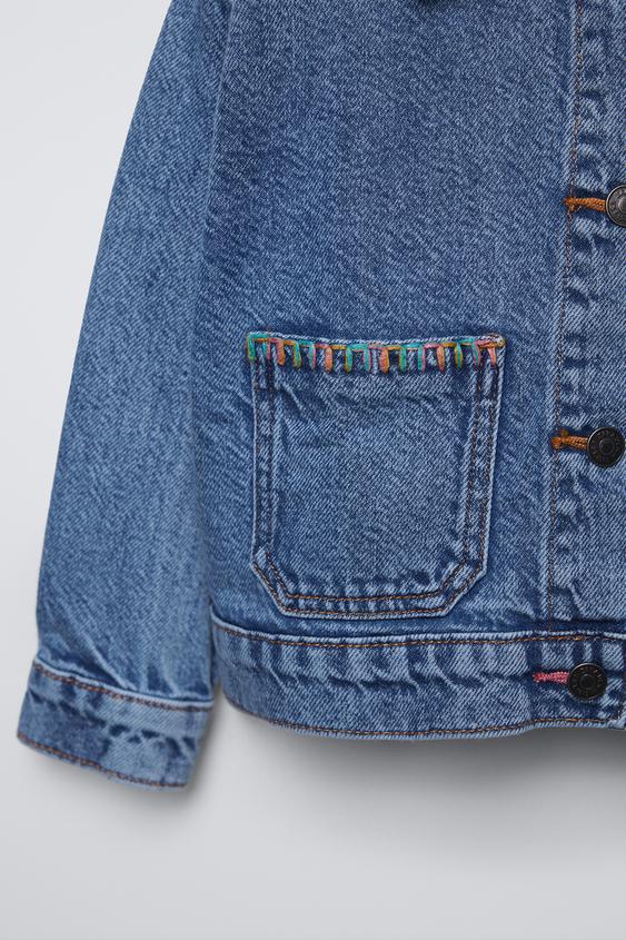 Zara EMBROIDERED DENIM JACKET