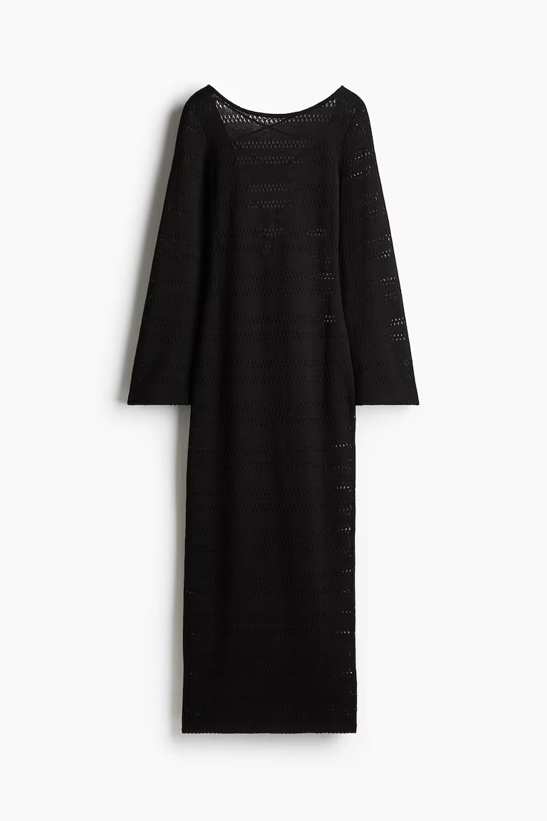 H&M Lacing-Detail Hole-Knit Dress