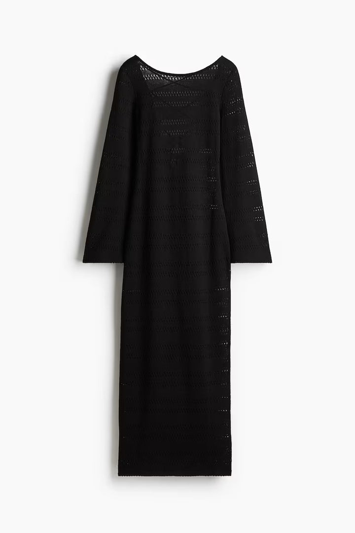 H&M Lacing-Detail Hole-Knit Dress