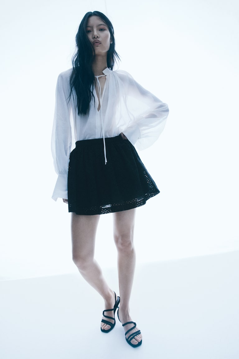 H&M Eyelet Embroidered Mini Skirt