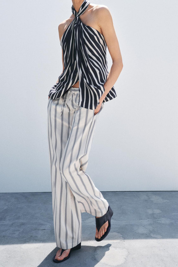 ZARA ZW COLLECTION STRIPED PALAZZO PANTS