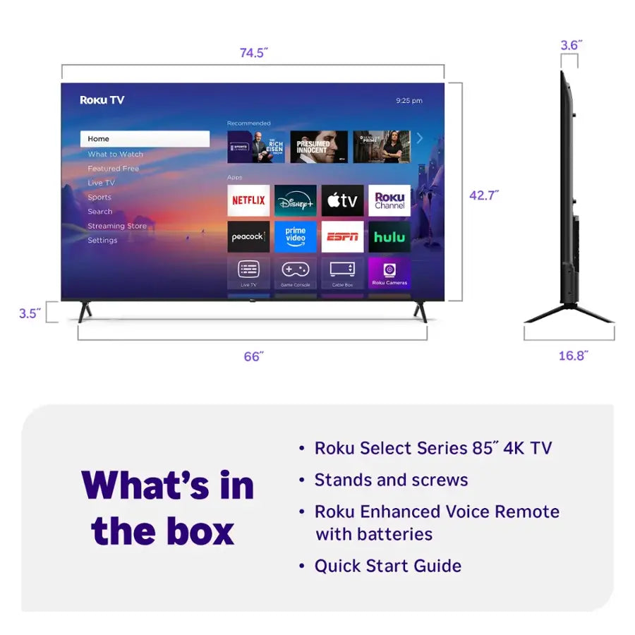 Roku - 85" Class Select Series 4K LED Smart RokuTV (2025)