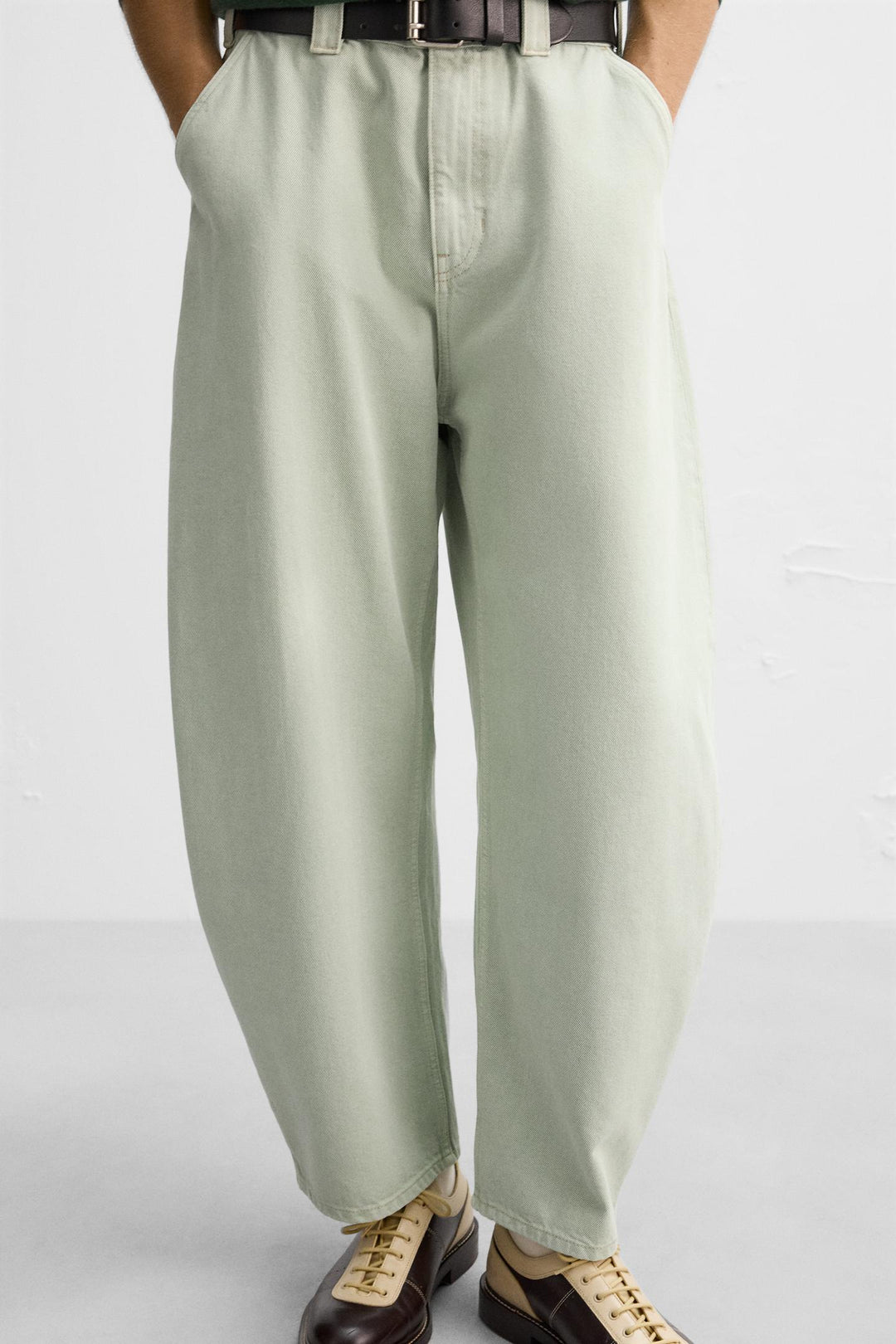 ZARA DENIM BALLOON FIT PANTS X HARRY LAMBERT