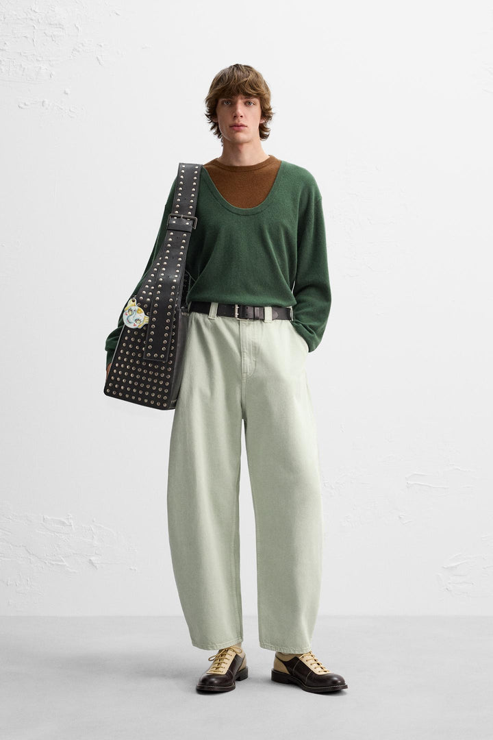ZARA DENIM BALLOON FIT PANTS X HARRY LAMBERT