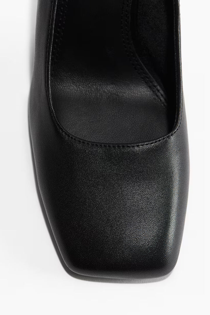 H&M Square-Toe Leather Pumps