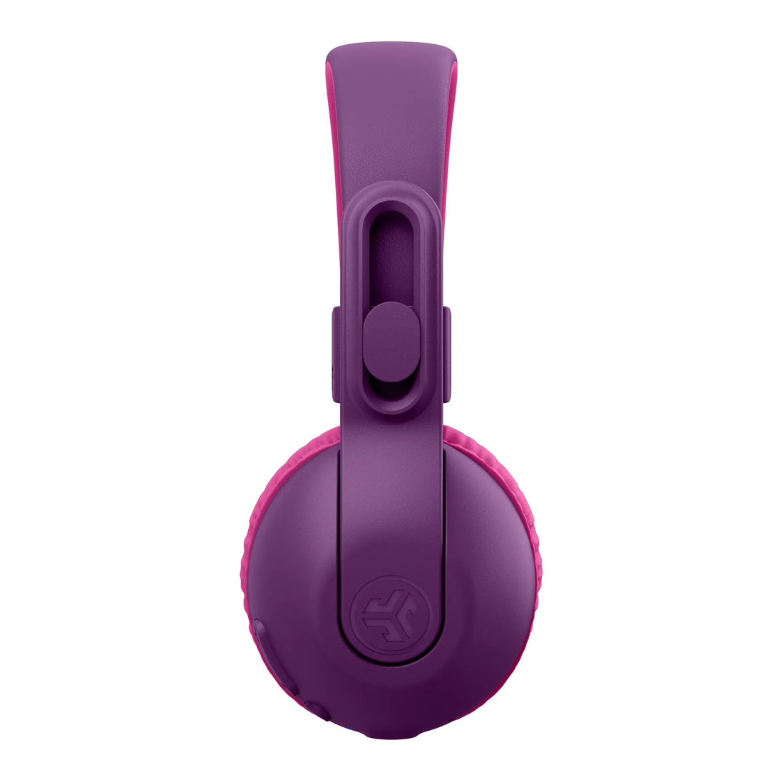 JLab JBuddies Studio 2 On-Ear Kids Wireless Headphones, Purple/Pink, Volume Safe, Folding, Adjustable, Noise Isolation, Mic