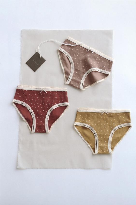 Zara TIMELESZ – PACK OF THREE PAIRS OF FLORAL LACE UNDERWEAR