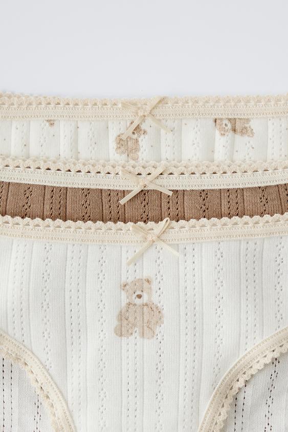 Zara 2-6 YEARS/ THREE-PACK OF POINTELLE BEAR UNDERWEAR