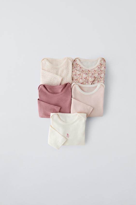 Zara FIVE PACK OF FLOWER BODYSUITS