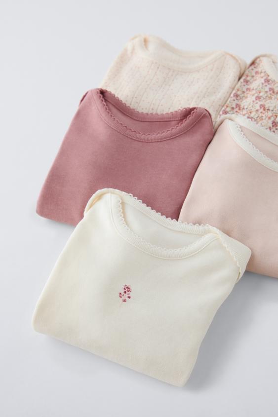 Zara FIVE PACK OF FLOWER BODYSUITS