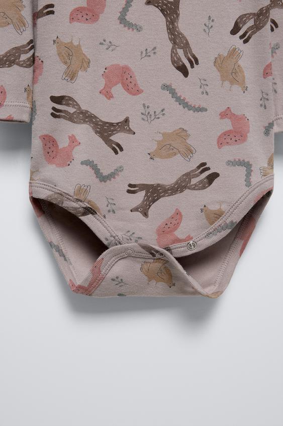 Zara FIVE-PACK OF ANIMALS PRINT BODYSUITS