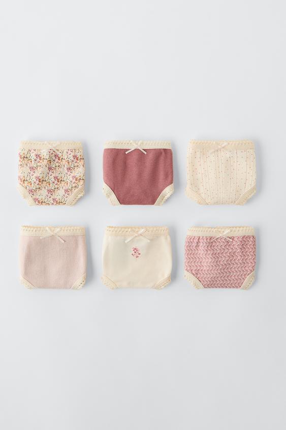 Zara 2-6 YEARS/ SIX-PACK OF FLORAL UNDERWEAR