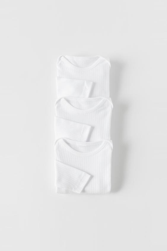 Zara THREE-PACK OF BASIC ROUND NECK BODYSUITS
