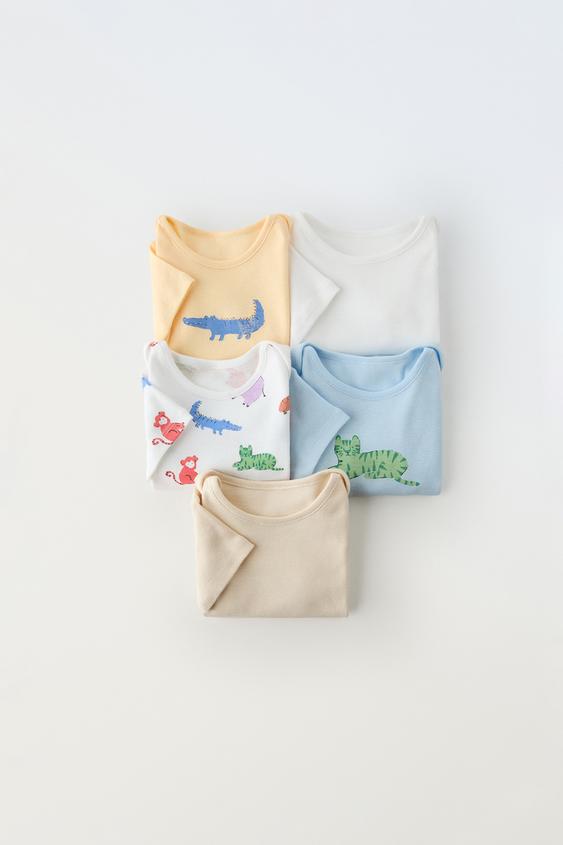 Zara 1 MONTHS - 3 YEARS/ FIVE-PACK OF ANIMAL BODYSUITS