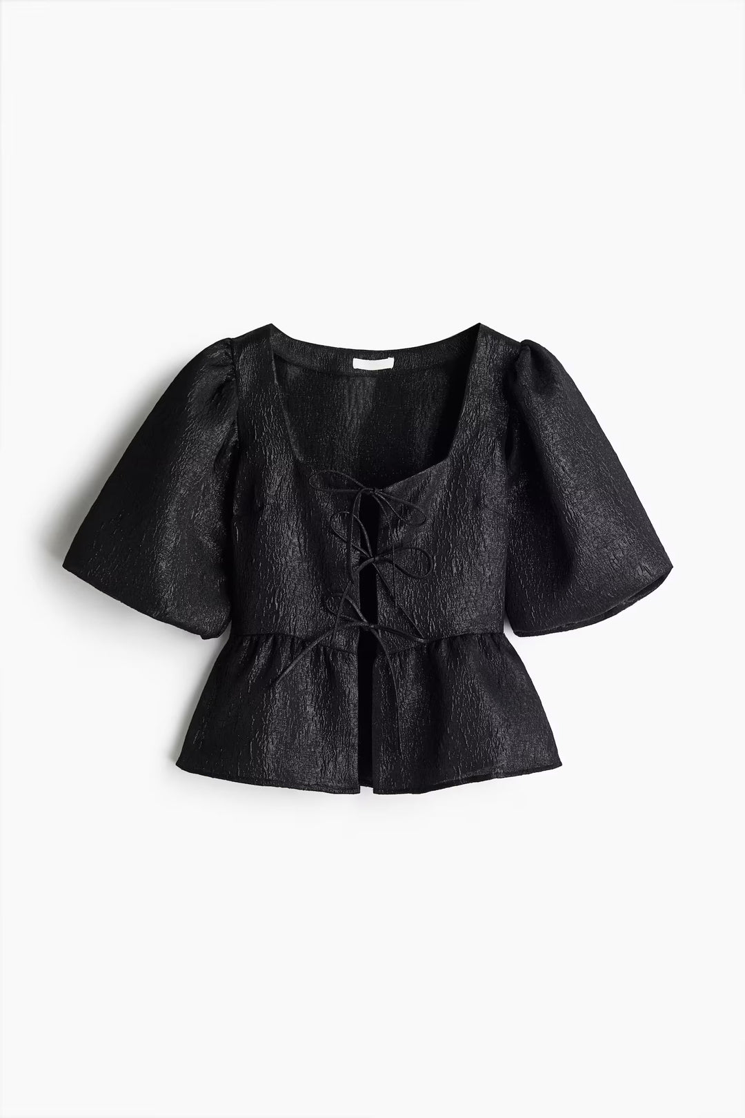 H&M Jacquard-Weave Tie-Front Blouse