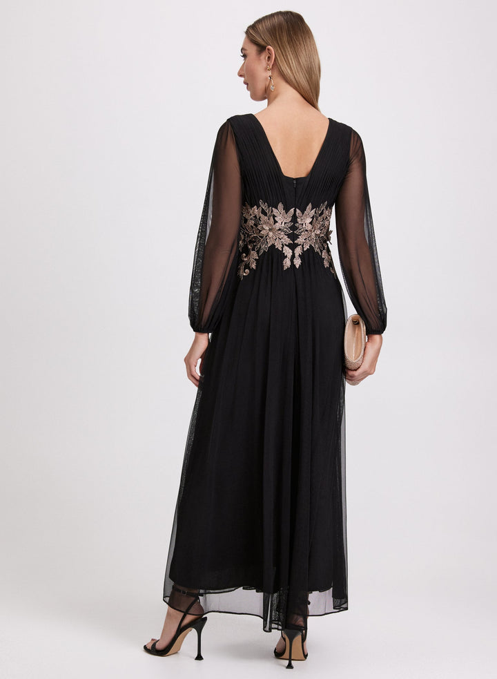 LAURA Metallic Floral Embroidered Dress