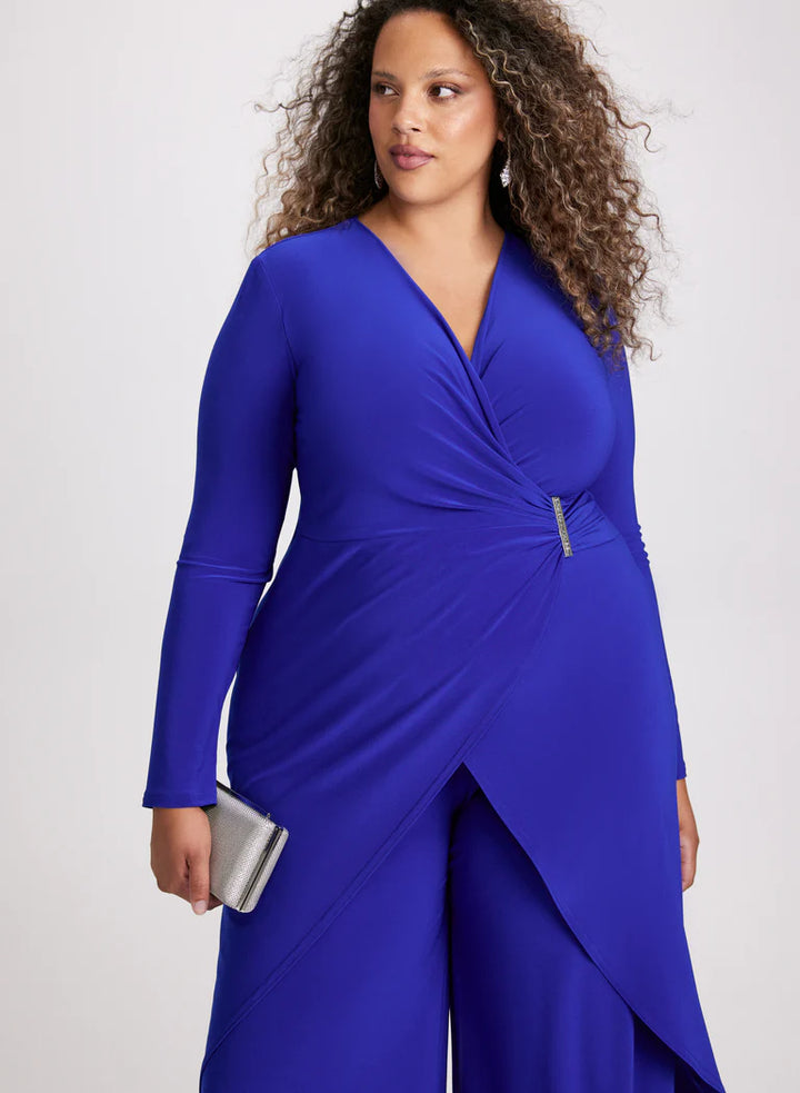 LAURA Joseph Ribkoff - Jewel Detail Faux-Wrap Jumpsuit