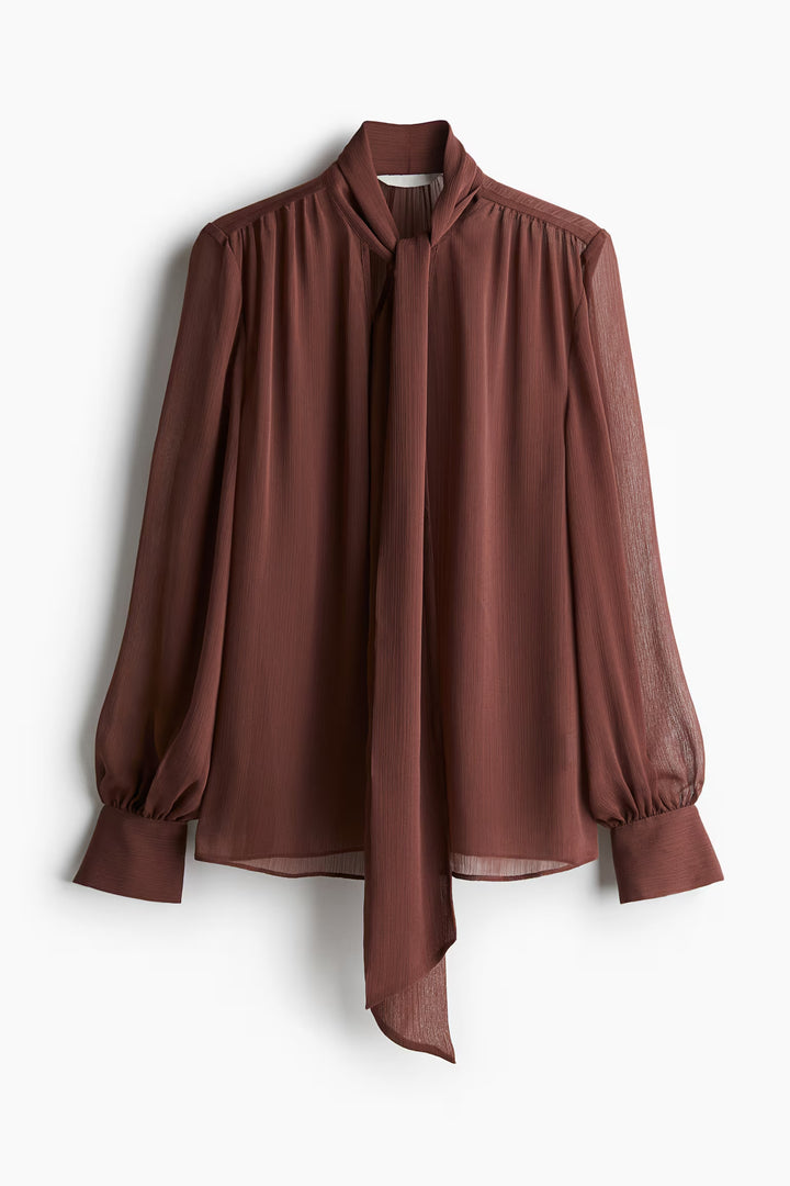 H&M Tie-Neck Chiffon Blouse